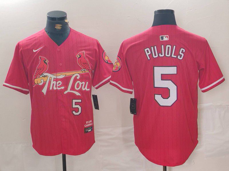 Men St.Louis Cardinals #5 Pujols Red City Edition 2024 Nike MLB Jersey style 1